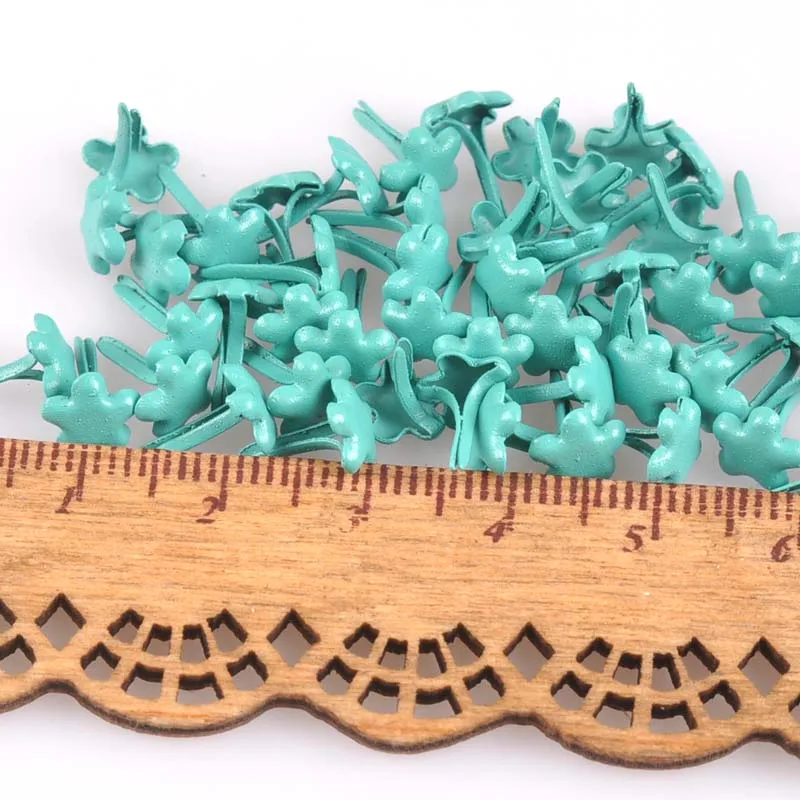 100PCs 7x10mm Mix Flower Brads Scrapbooking Embellishment Fastener Brads Metal Crafts For shoes Decoration CP1925