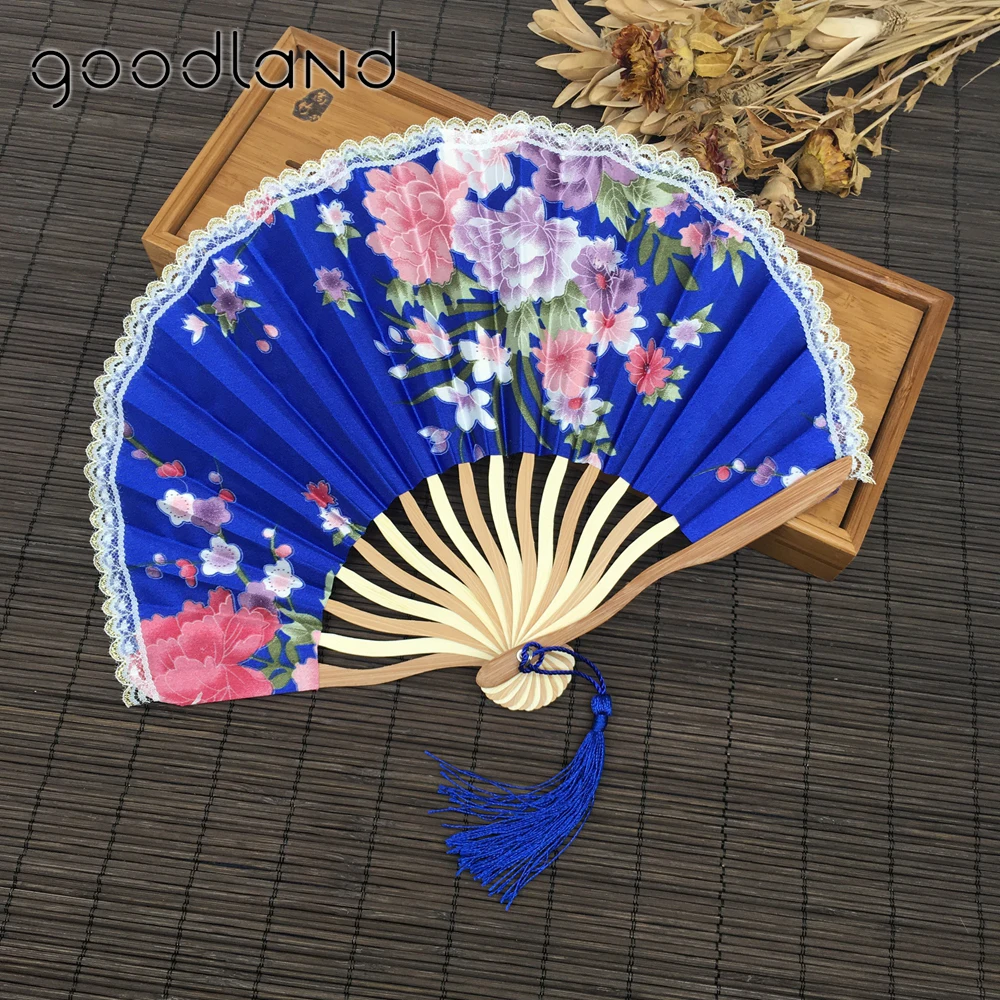 Free Shipping 30pcs Lace Edge Flower Floral Fabric Folding Hand Fan Party Decoration Event & Party Supplies Party Favors