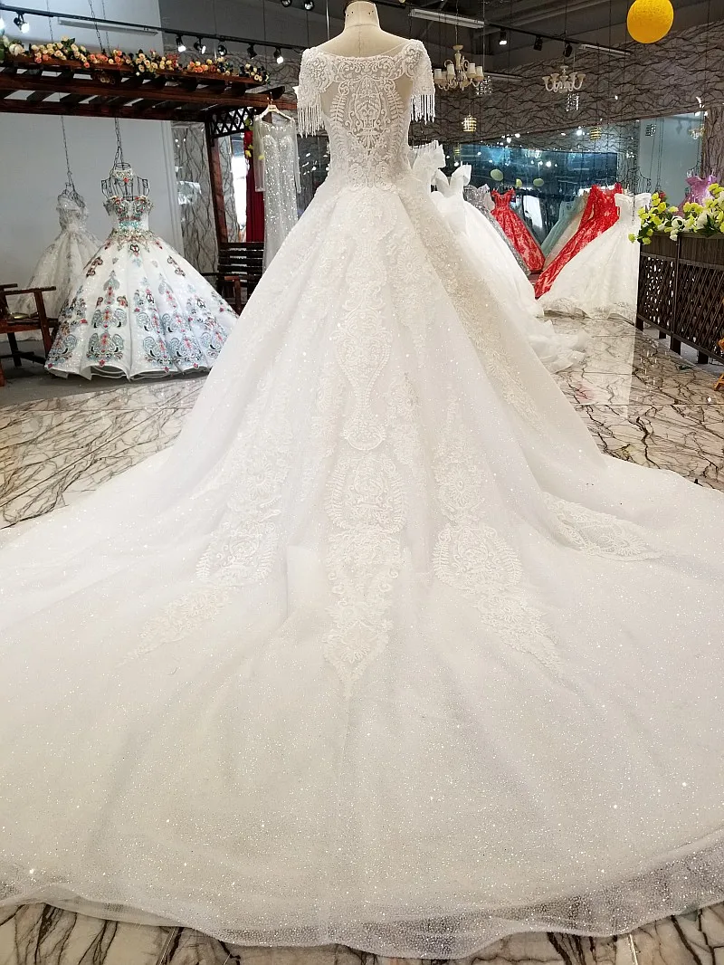 Abito da sposa su misura vestido de noiva abito da ballo Scoop pizzo abiti da sposa in cristallo 2021 QUEEN BRIDAL robe de mariee WD70