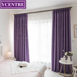 YCENTRE Laser Cutting Stars Purple Blackout Curtain Thermal Insulated Out Star Window Treatment for Kids/ Living Room /Bed Room