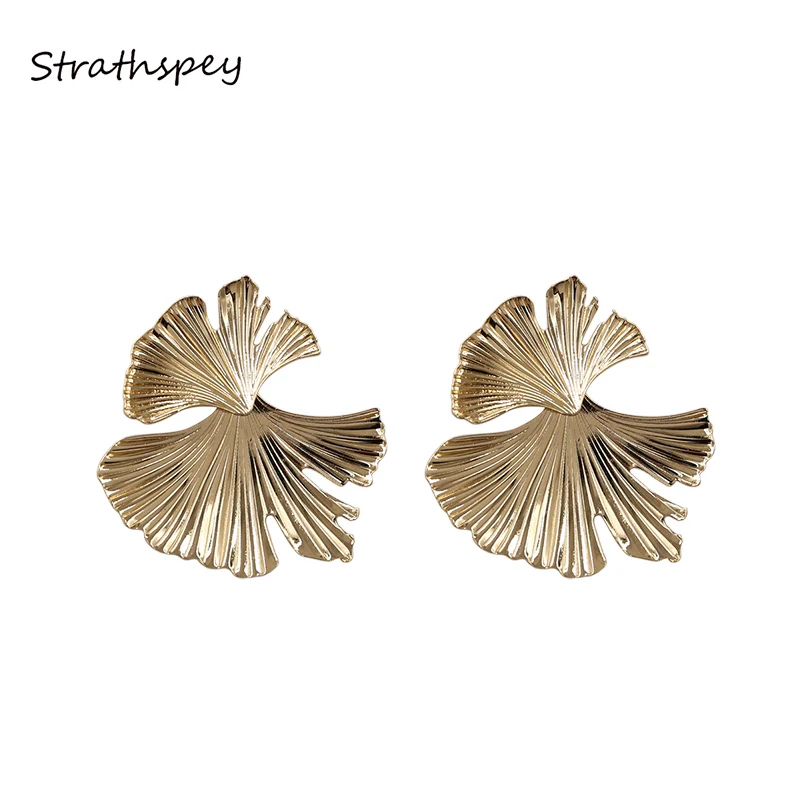 STRATHSPEY Vintage Leaf Drop earrings For Women Gold/Silver Color Shell Long Earring Summer Beach Earing Chic Jewelry