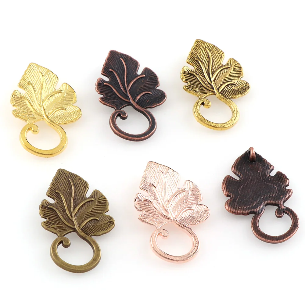 

5Colors 10set Leaf Pattern OT Toggle Buckle Connectors Fit Bracelet Necklace Clasps DIY Jewelry Findings Accessories