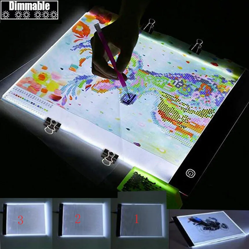 Dimmable! A4 LED Light Tablet Pad Diamond Embroidery tools Diamond Painting Cross Stitch Kits  accessories led panel light tools