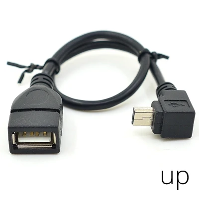 20cm Mini USB Male to USB 2.0 a Female OTG Cable Adapter Left Right up down Angle for Tablet PC GPS Car DVD