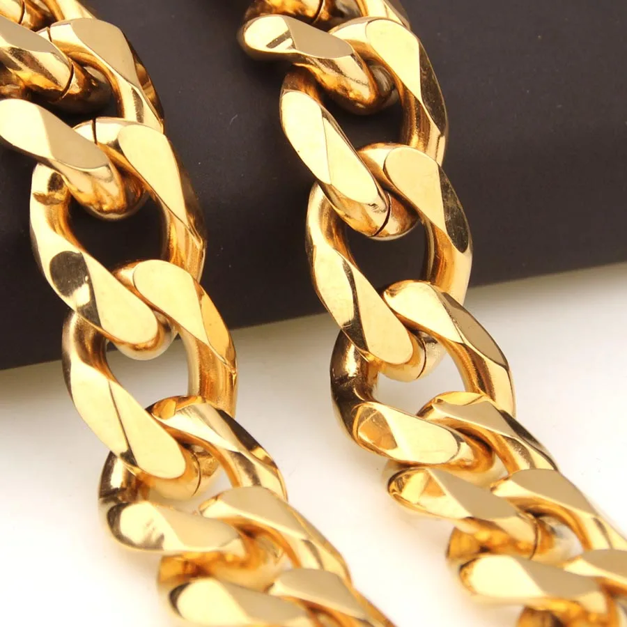 

60cm 8mm 10mm 12mm 15mm 17mm 19mm Hip Hop Stainless Steel Cuban Link Chain For Mens Women Punk Necklace Top Quality Jewelry