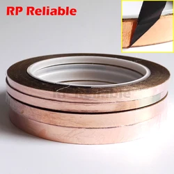 (5mm 6mm 8mm 10mm Width Choose) Black Glue Adhesive Copper Foil Tape for Glass Art, EMI Shielding, 33M/Roll