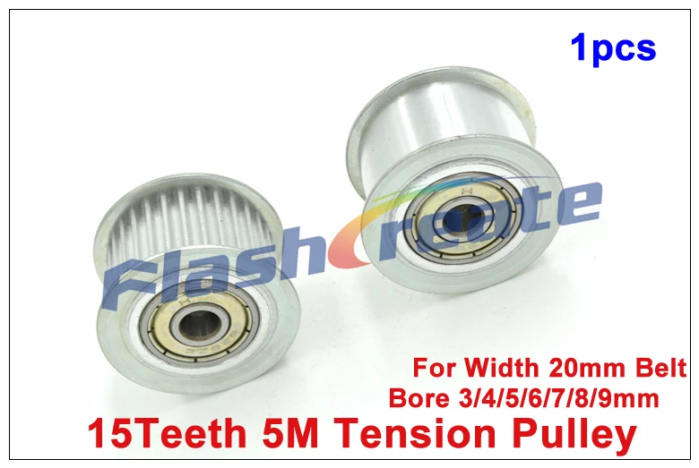 1pcs 15 Teeth 5M Idler Pulley Passive Pulley Bore 3/4/5/6/7/8/9mm For Width 20mm 5M Timing Belt 5M Tension Pulley With Bearing