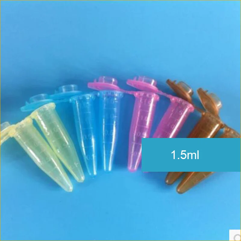 100PCS 1.5ml Centrifuge Tube With Lid Mixed Color Plastic Pipe Sampling Jack Sharp Bottom Containers Laboratory Supplies