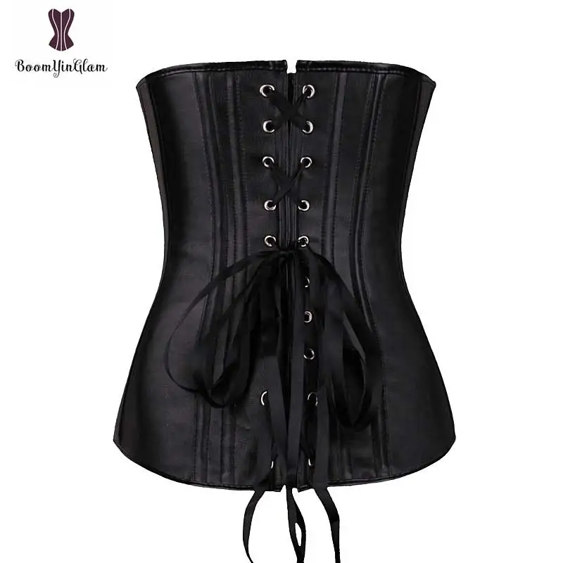 Black Leather Front Zipper Corset Red Color Optional Plus Size Overbust Hot Sexy Lingries Party Club Wear Corsets Busiters