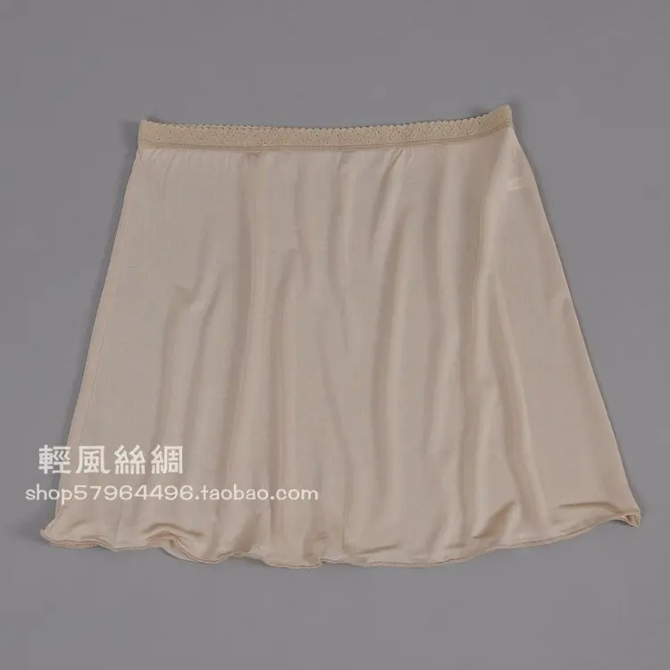 

2022 thin silk slip mulberry silk knitted short design half-length slip basic skirt