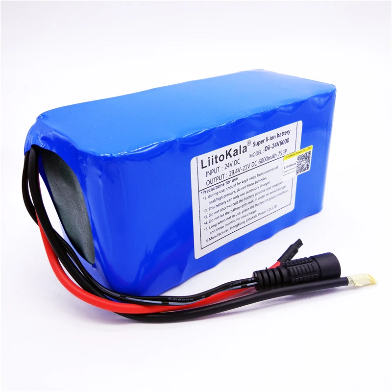 HK LiitoKala 24V 6Ah 7S3P 18650แบตเตอรี่ลิเธียมไอออน29.4V 6000MAh สำหรับไฟฟ้าจักรยาน