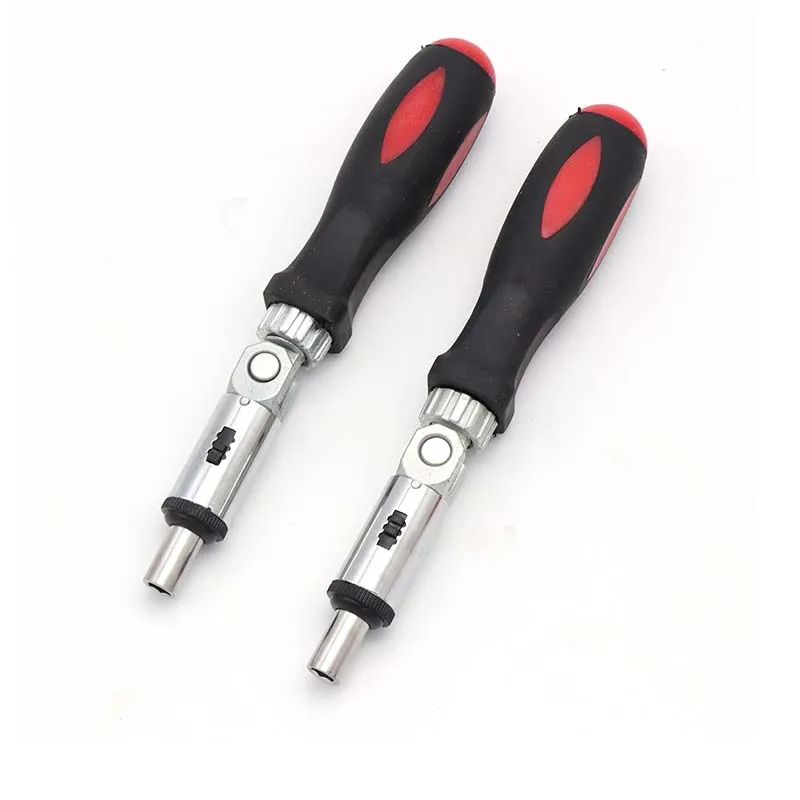 1pcs Screwdriver Multi-functional Ratchet Portable Wrench Red Handle Hexagonal Screw Driver 180 Degree Switch