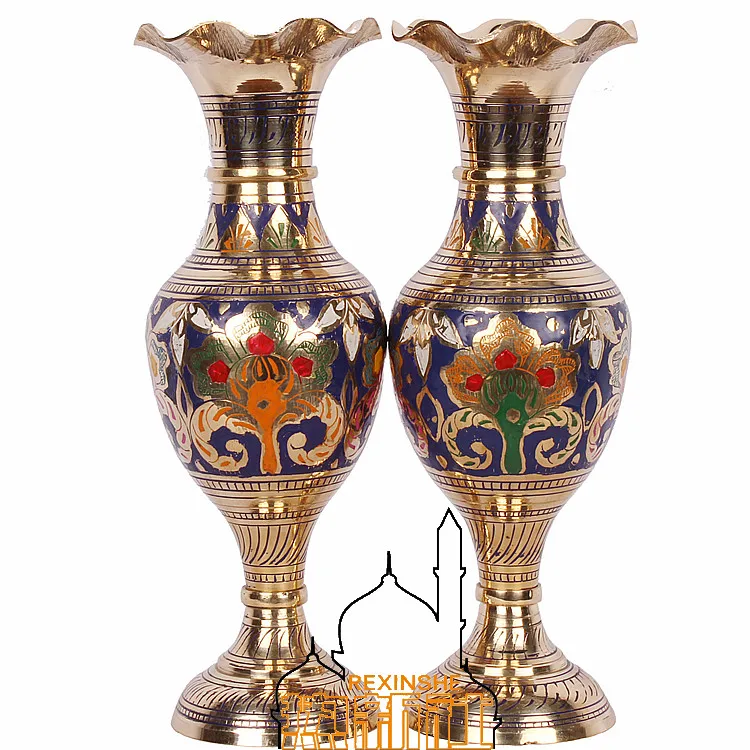 

India imported bronze hand painted sculpture vase modern fashion gifts Home Furnishing decoration flower vase