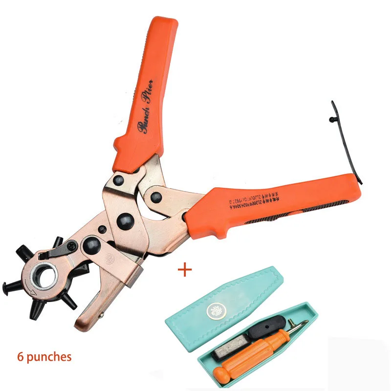 Revolving Punching Stitching Plier Punch Tool Round Hole Perforator for Leather Strap Watch Band Belt Hollow Punche