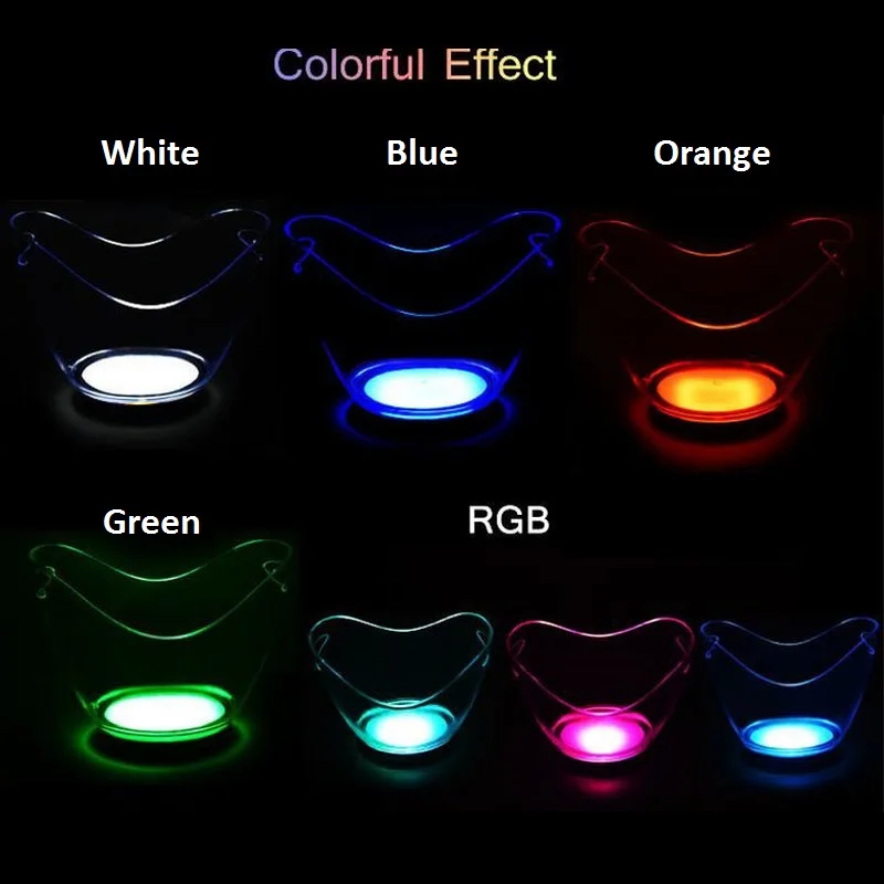 5 pieces/lot single color rechargeable luminous 4L LED ICE Bucket champagne beer ice bucket for bars decoration Free Shipping