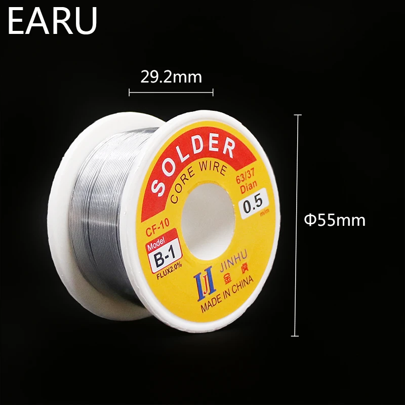 0.6/0.8/1/1.2/1.5/2MM 63/37 FLUX 2.0% 45FT Tin Lead Wire Melt Rosin Core Solder Soldering Wire Roll for Eletric Solder Iron 100g