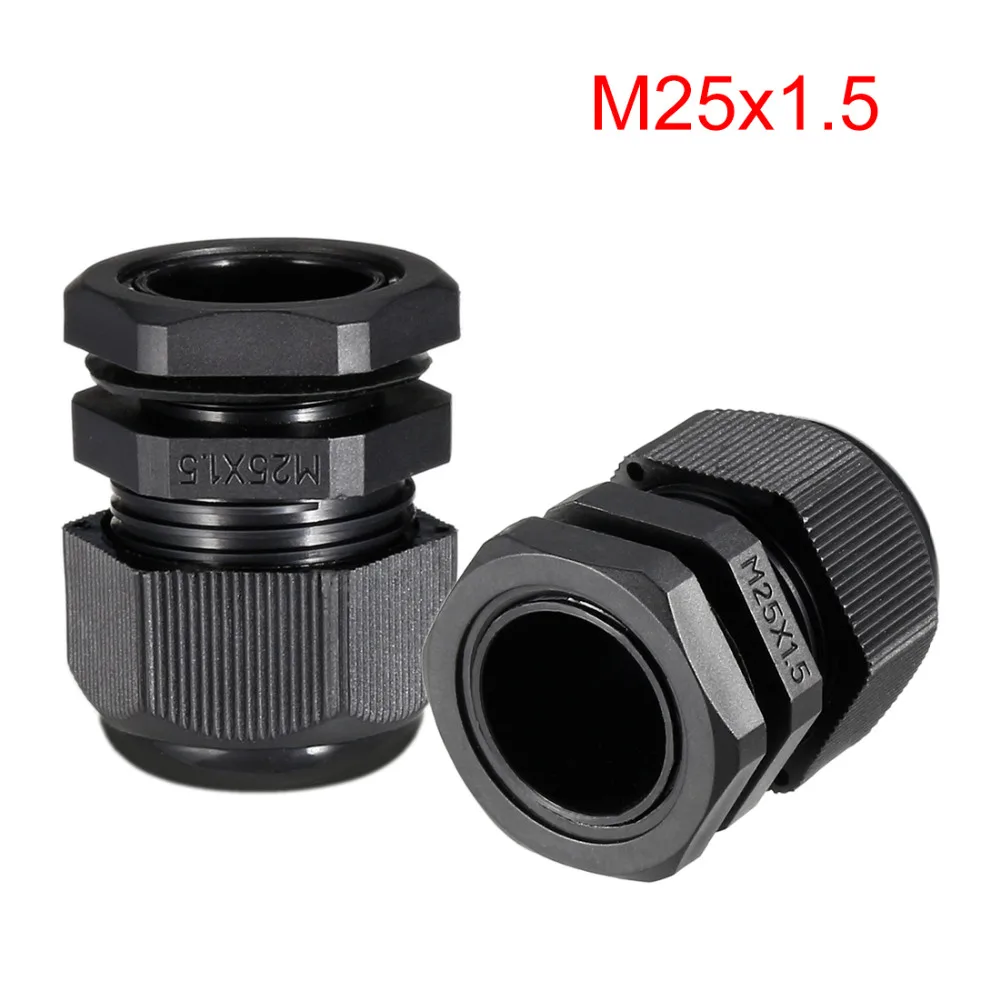Uxcell الأسود 2 قطعة/الوحدة M32/M25/PG25/PG13.5 البلاستيك كابل الغدة المياه مقاومة موصل الكهربائية سلك المفاصل اكسسوارات