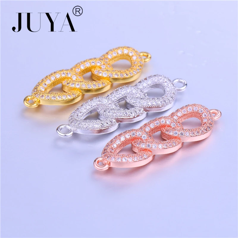 Jewelry Making Supplies 5pcs Wholesale Luxury AAA Cubic Zirconia Stone Connector Charms For DIY Strand Bracelets Necklace Part