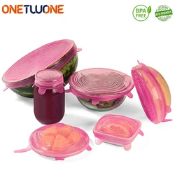 6pcs Silicone Stretch Lids Reusable Airtight Food Wrap Covers Keeping Fresh Cover Kitchen Accessories