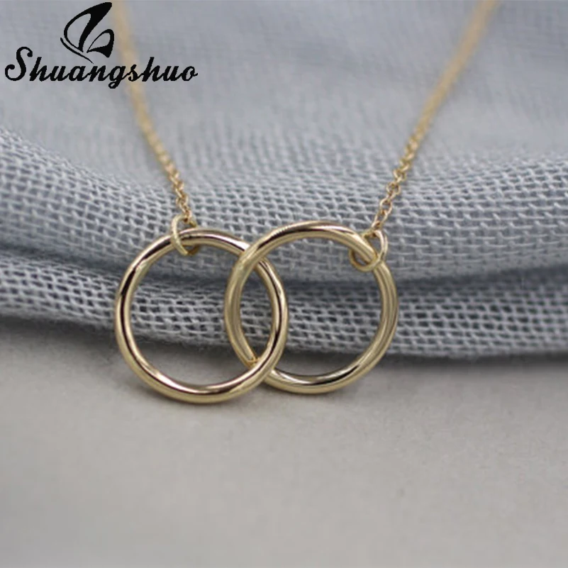 Shuangshuo Circle Women Pendant Necklace Women Long Silver Color Chain Collier Femme Punk Jewelry Collar Necklace for Gilrs