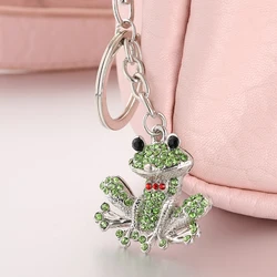 Fashion rhinestone ornament kawaii frog bag pendant charm women handbag keyring ysk086 creative crystal key chain clip souvenir