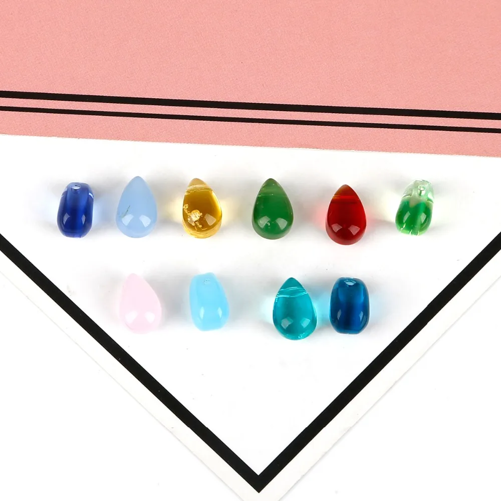 5Pcs/lot 9*6mm Mix 15 Colors Glass Beads Czech Drop Water Pendant Shape Beads Loose Beads Jewelry Material diy Earrings