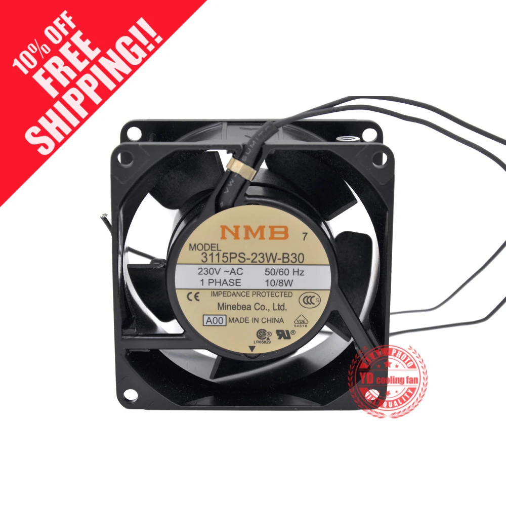 NEW NMB-MAT Minebea 3115PS-23W-B30 230VAC 10/8W 8038 cooling fan