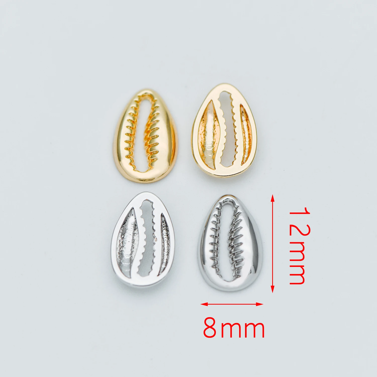 10pcs Gold/ Silver tone Shell Charm Pendants 12x8mm, Seashell Shaped Beads Connectors (GB-623)