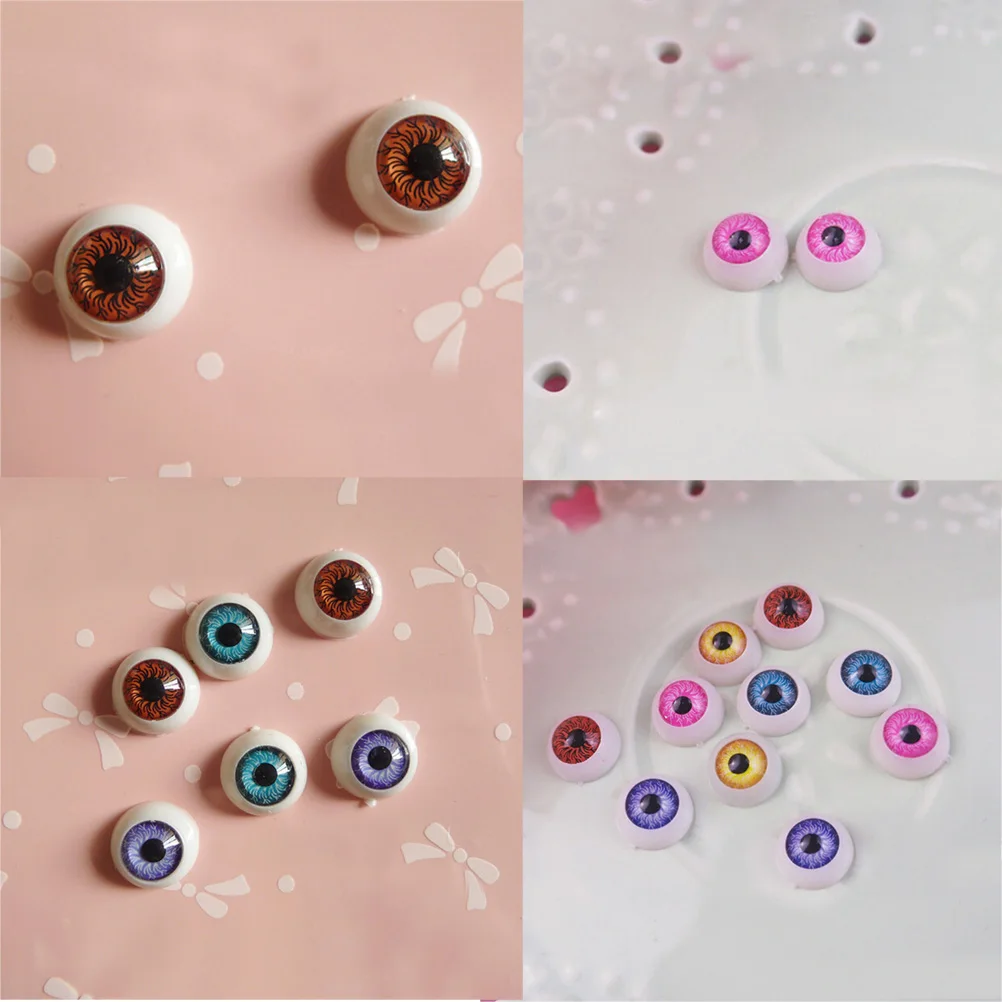 1pairs 12mm Doll Eyeballs Half Round Acrylic Eyes For DIY Doll Bear Crafts Mix Color Plastic Doll EyeBall Doll Toy Parts