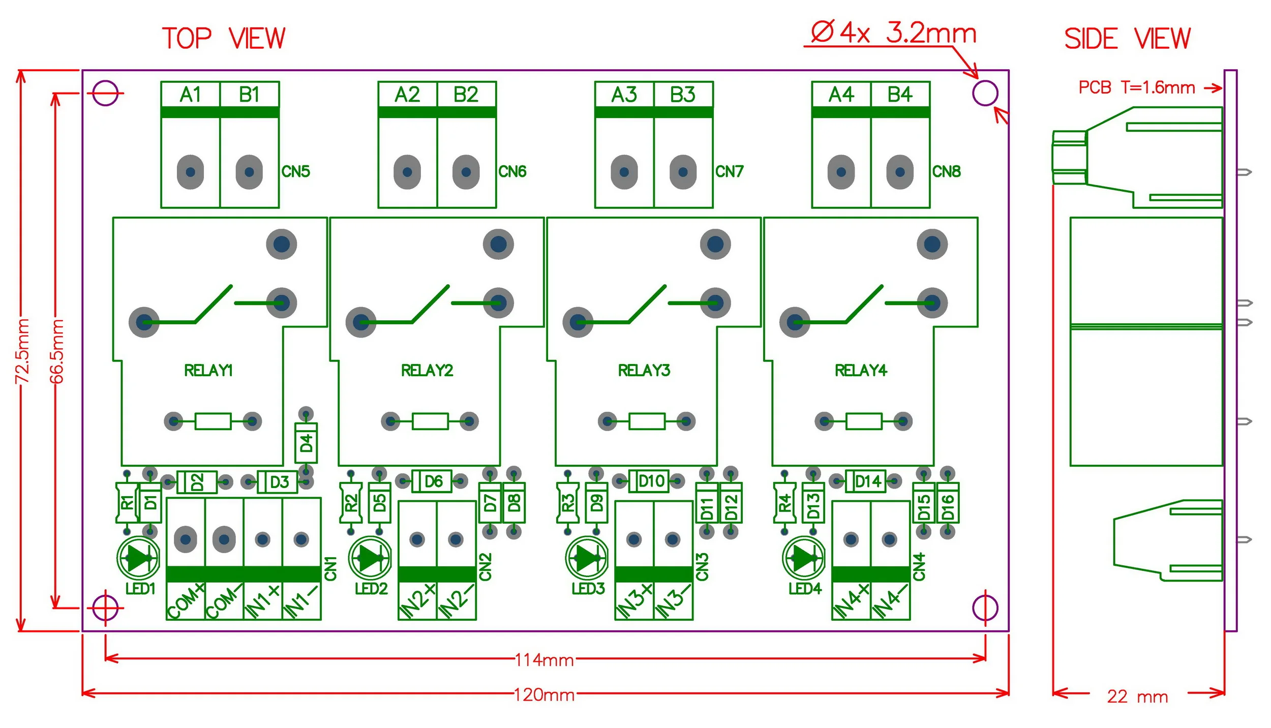 CZH-Labs 24V пассивная 4 SPST-NO 30Amp Мощность триггерный релейный модуль доска.