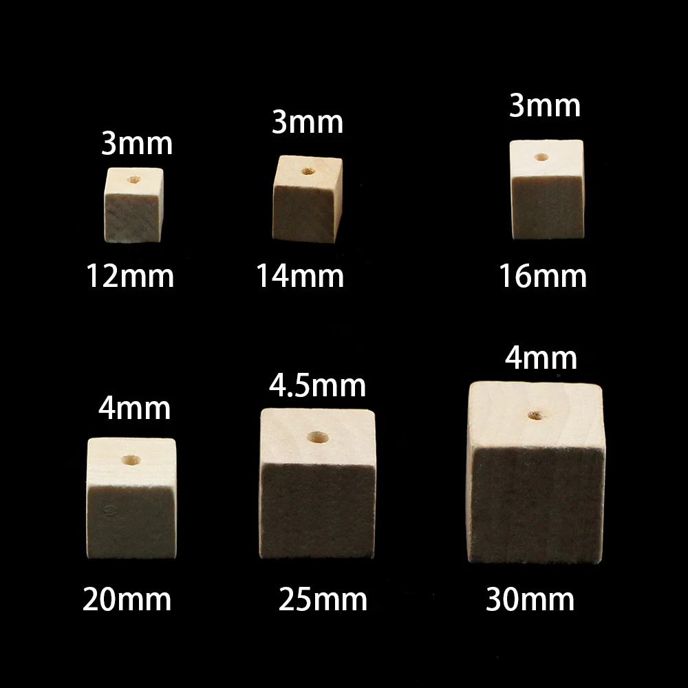 WLYeeS 8 to 30mm Square Wooden Beads Natural color Cube Wood Loose Spacer bead fit women Jewelry Bracelet Making DIY accessories