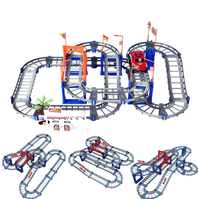 Tự Làm Nhiều Loại 3D Điện Đường Sắt Tốc Độ Xe Mô Hình Tàu Hỏa Màu Đường Đua Ô Tô Ngộ Nghĩnh Lắp Ráp Đồ Chơi Quà Tặng Sinh Nhật Cho Trẻ Em bé Trai