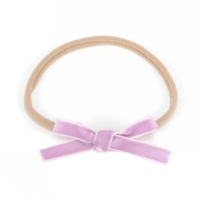 16Pcs/Lot  Petite Velvet Ribbon Bow Baby Headband Hand-tied Hair Band For Newborn Infant Hair Accessory