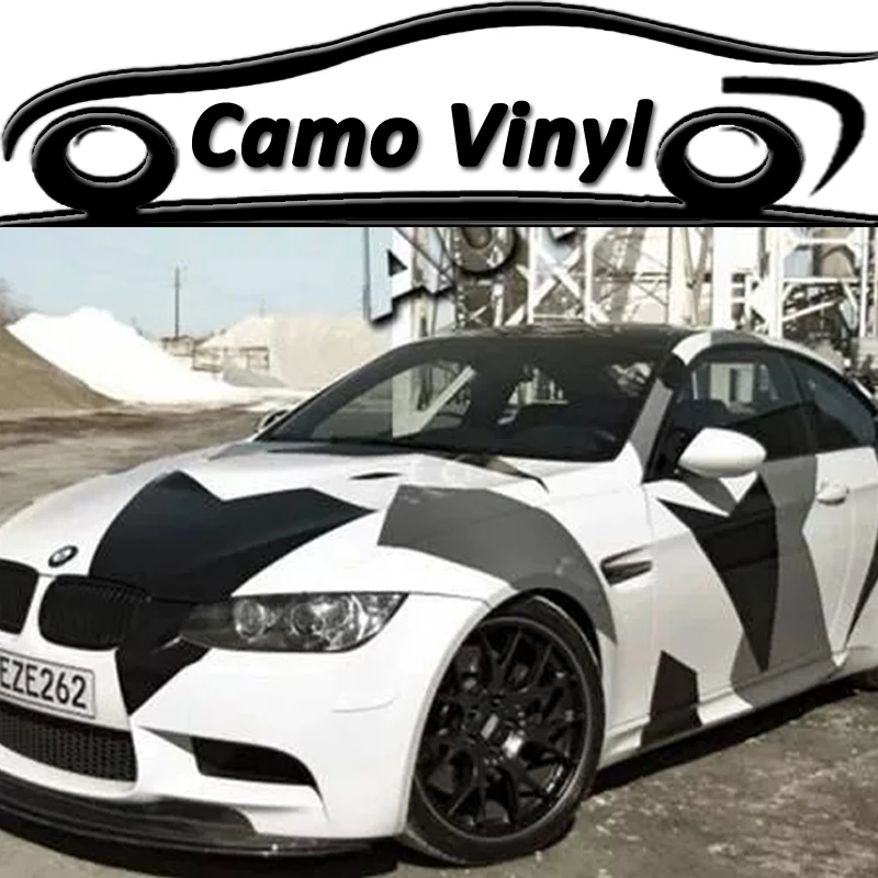 

Car Styling Wrapping Black White Grey Vinyl Film Camouflage Car Wrap Sticker Car Body Covers Air Bubble Free