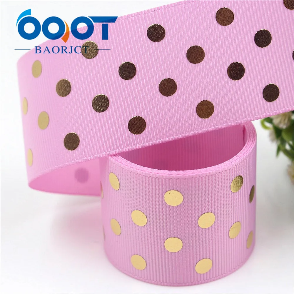 I-19518-1248 1-1/2\'\' 38mm Hot gold dots Printed grosgrain ribbon,DIY handmade jewelry accessories,wedding birthday packaging