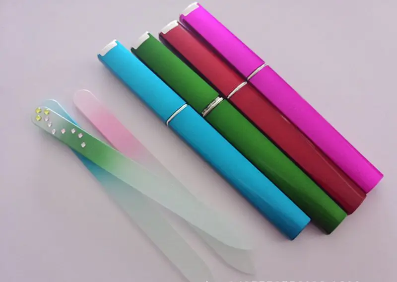 Crystal Glass Nail File Hard Protective Case Storage for 5.5