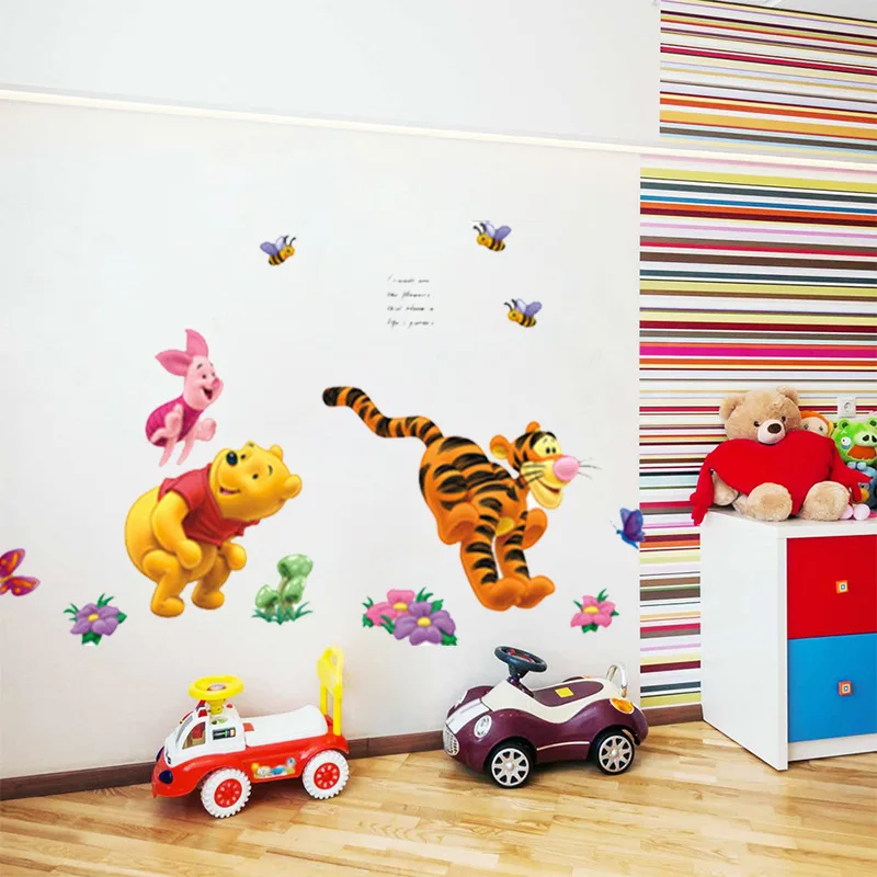 Cartoon Cute Winnie Pooh tree wall stickers for kids rooms boys girl home decor wall decals nursery decoration wall poster gift