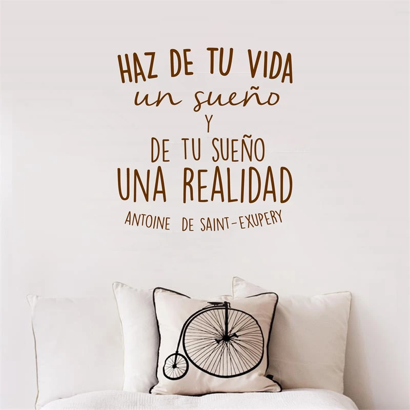 Spanish Inspirational positive Quotes Vinyl Wall Sticker Life Dreams Art Decals For Spanish Home Decoration