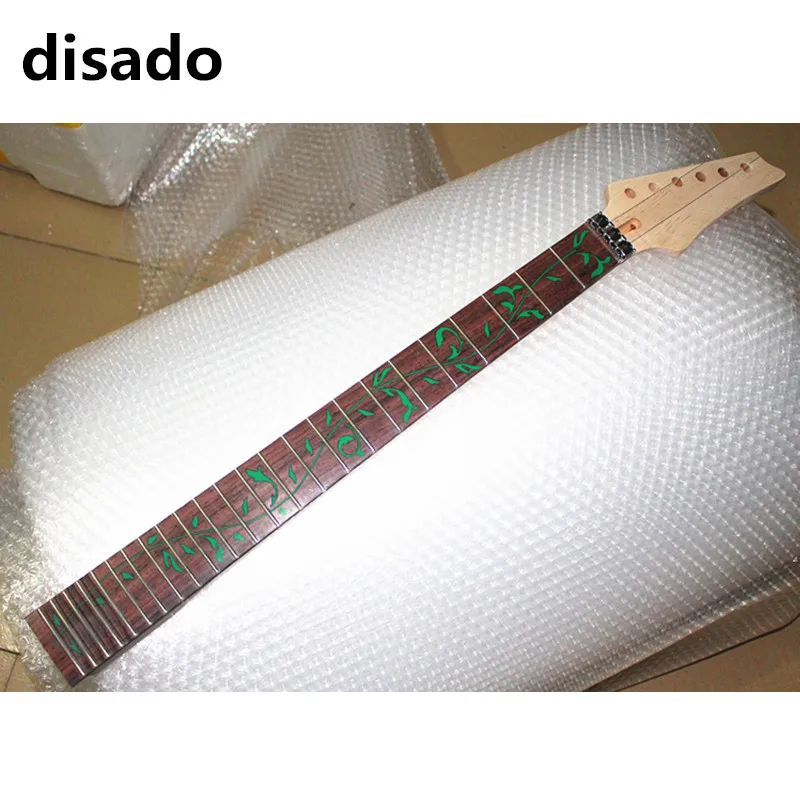 Disado 24 Frets Maple Electric Guitar Neck Rosewood Fingerboard Inlay Green Tree Of Life Wood Color Guitar Accessories Parts