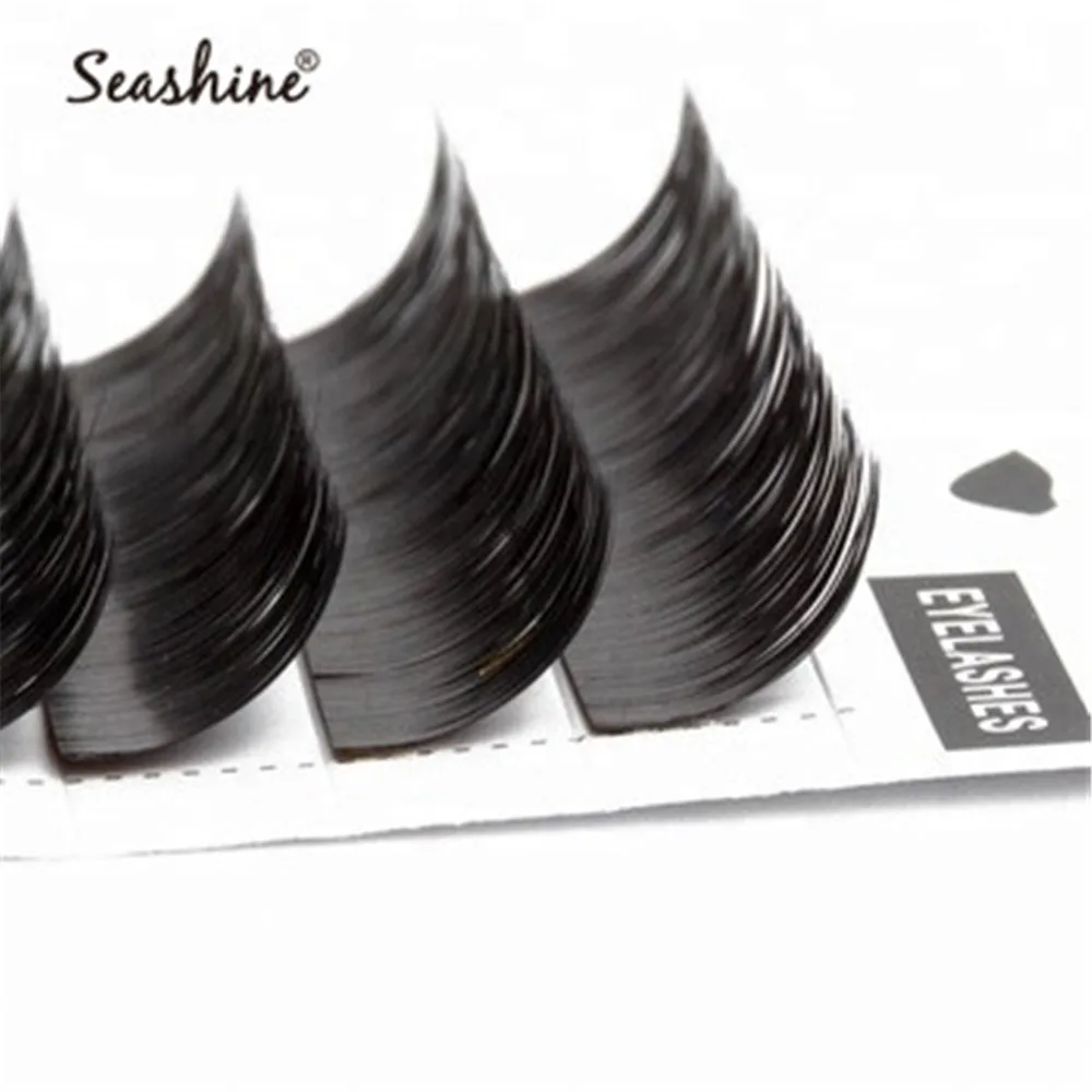 Seashine 1 Tray 12 Rows Russian Volume Lashes L Curl 0.03mm Natural Long Individual Lash Extension Classic Eyelashes Extensions