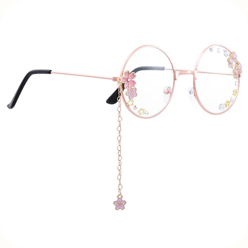 Lolita harajuku glasses Lolita bowknot cherry blossom put pendant with Japanese soft sister move of glasses