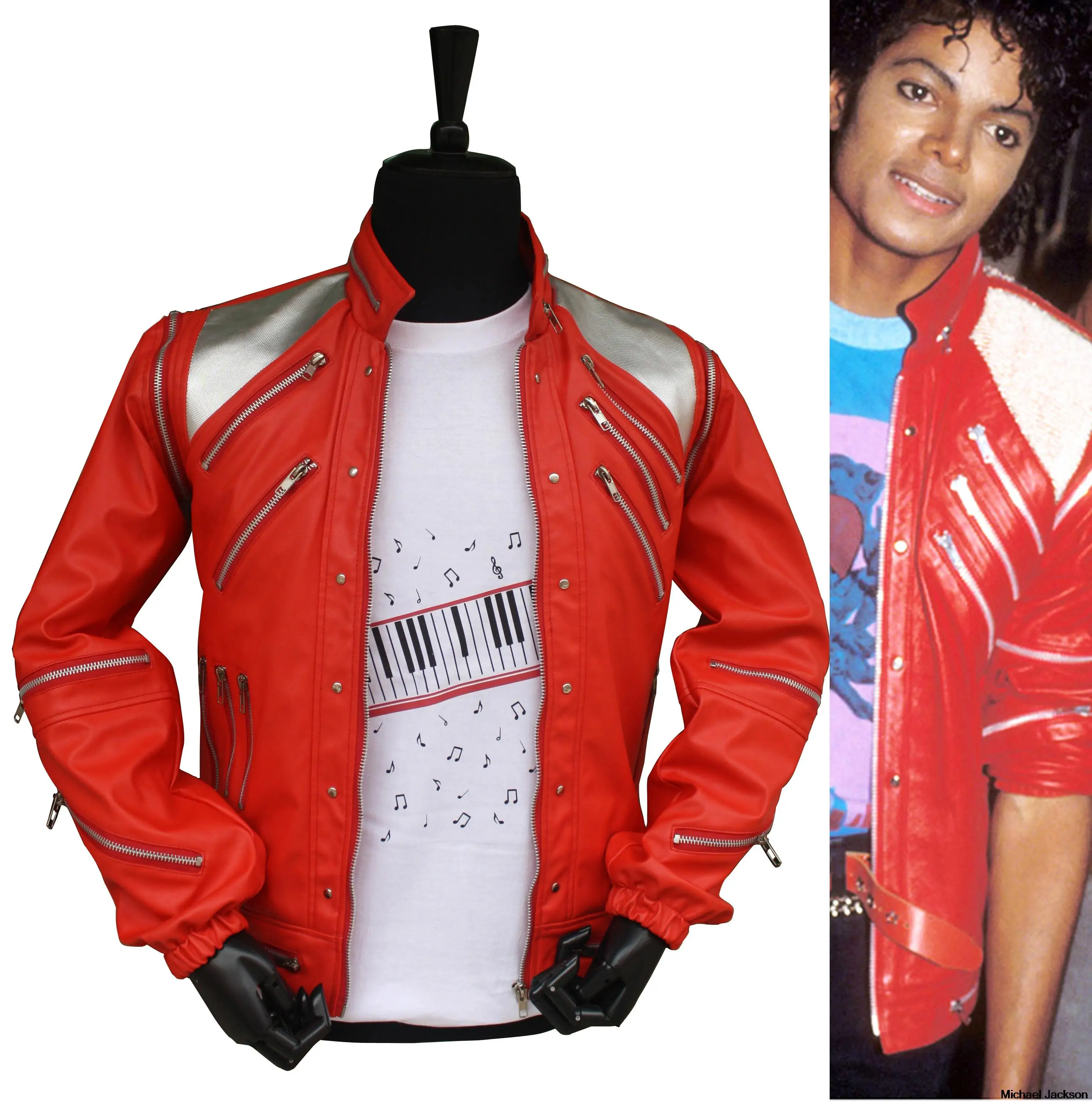 HOT Punk Red Zipper Michael Jackson MJ Beat It Casual Tailor Made America Fashion Style Jacket Outwear Imitation 3 colors