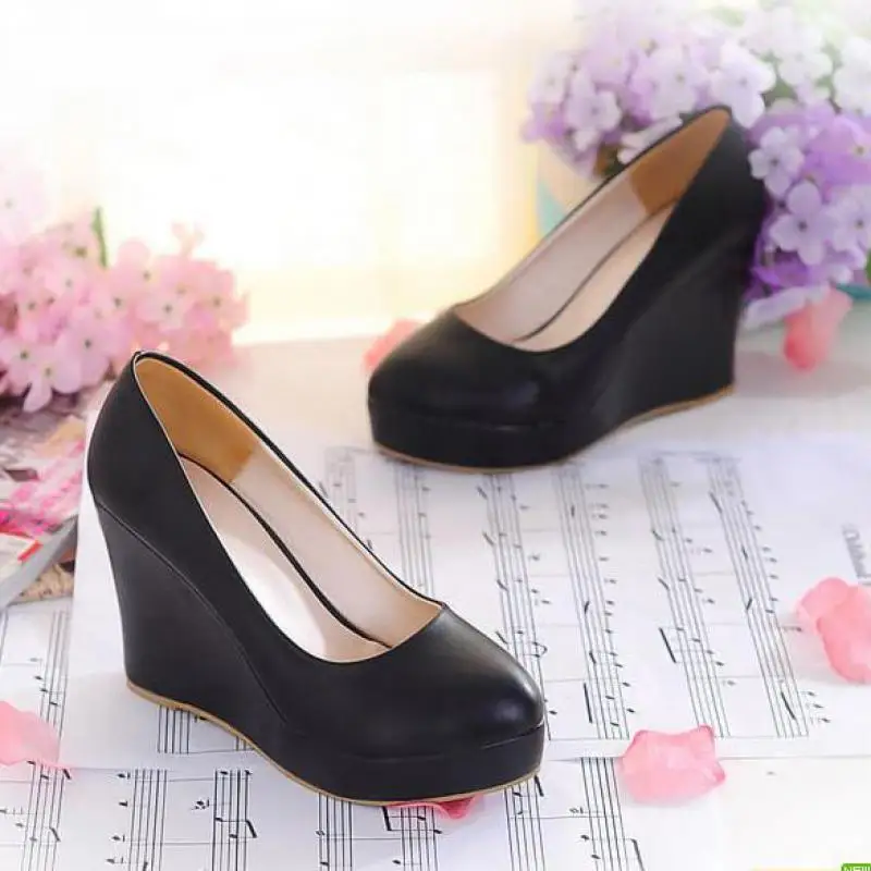 High Heel Women Wedges Shoes White Black Platform Shoes Women Wedges Casual Shoes