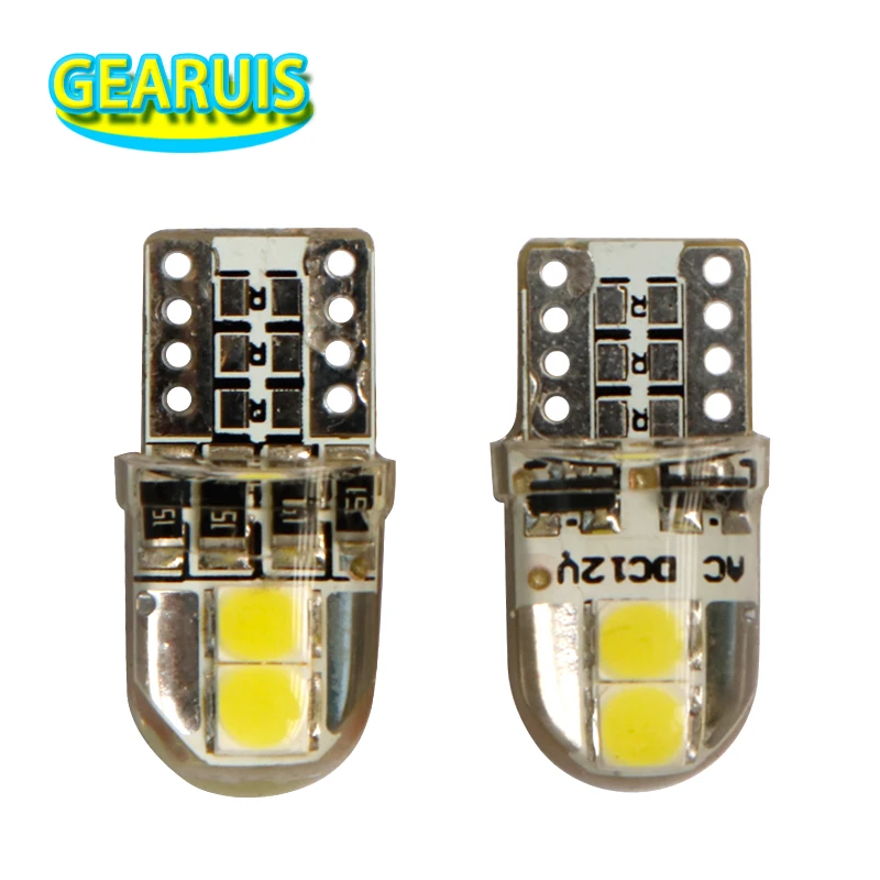 10pcs Silicone T10 W5W 168 194 4 smd 3030 Led Non polar car interior instrument lights Door Reading License Plate Lamp 12V