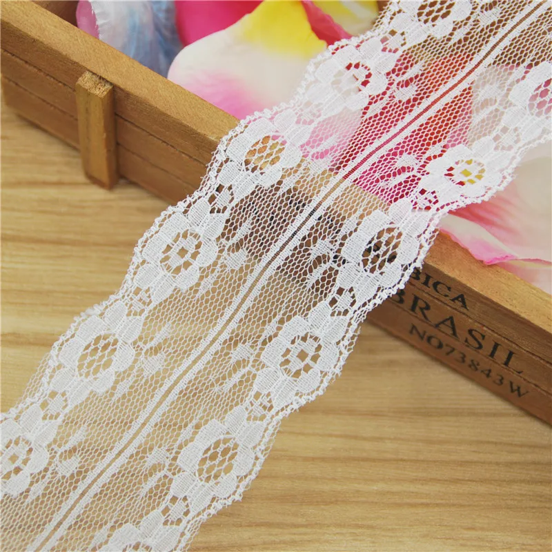 

White Polyester Lace 50mm Trim Fabric Sewing Accessories Cloth Wedding Dress Decoration Ribbon Craft Supplies 200yards L734-2