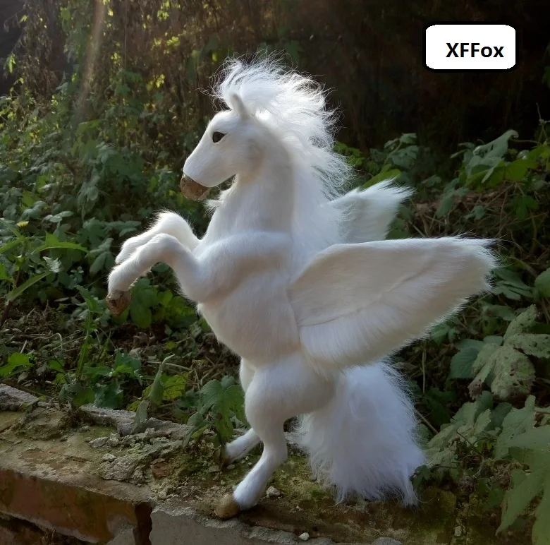 big real life white horse model plastic&furs simulation wings horse doll gift about 32cm xf1889