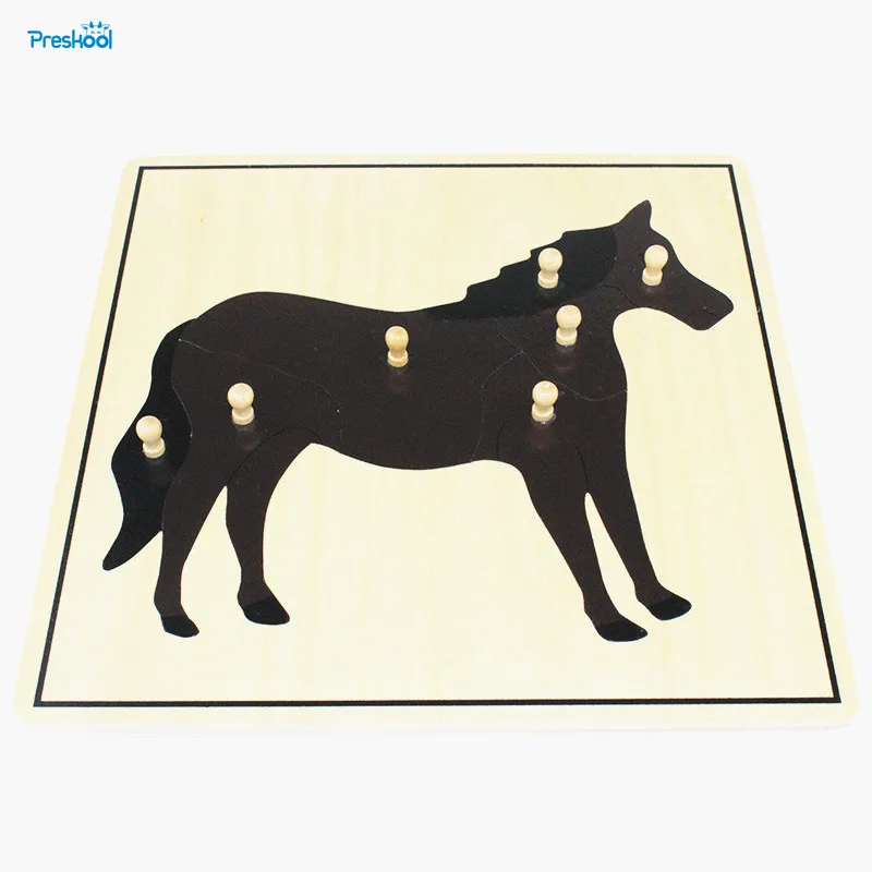 Baby Toy Kids Montessori Horse Puzzle Animal for Children Wood for Early Childhood Education Preschool Training Learning