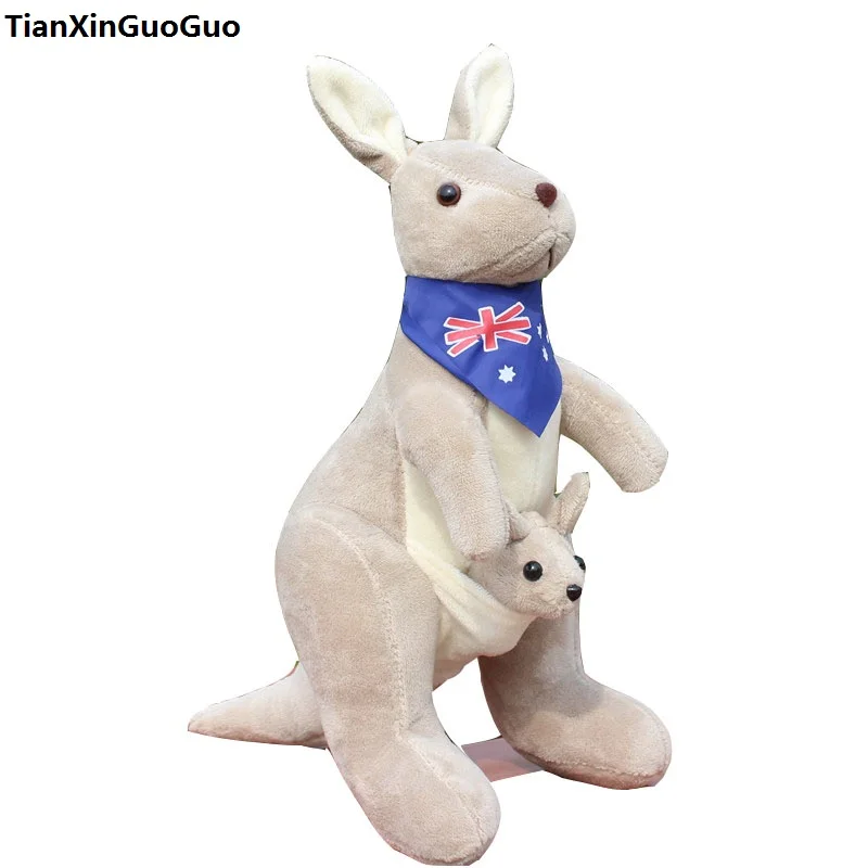 lovely cartoon gray kangaroo large 50cm plush toy flag blue scarf kangaroo soft doll throw pillow birthday gift s0878