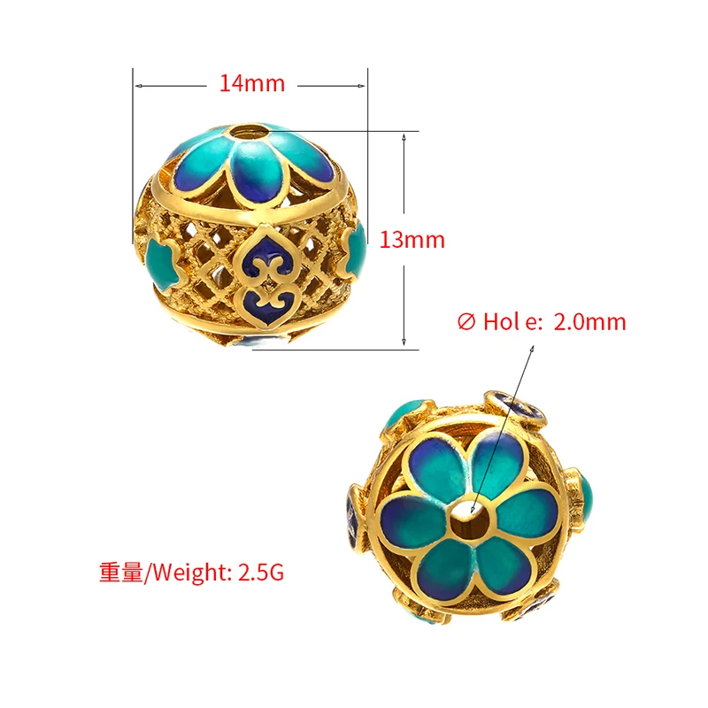 ZHUKOU 13x14mm Exquisite vintage brass spacer beads for bracelet and necklace jewelry accessories model:MZ4