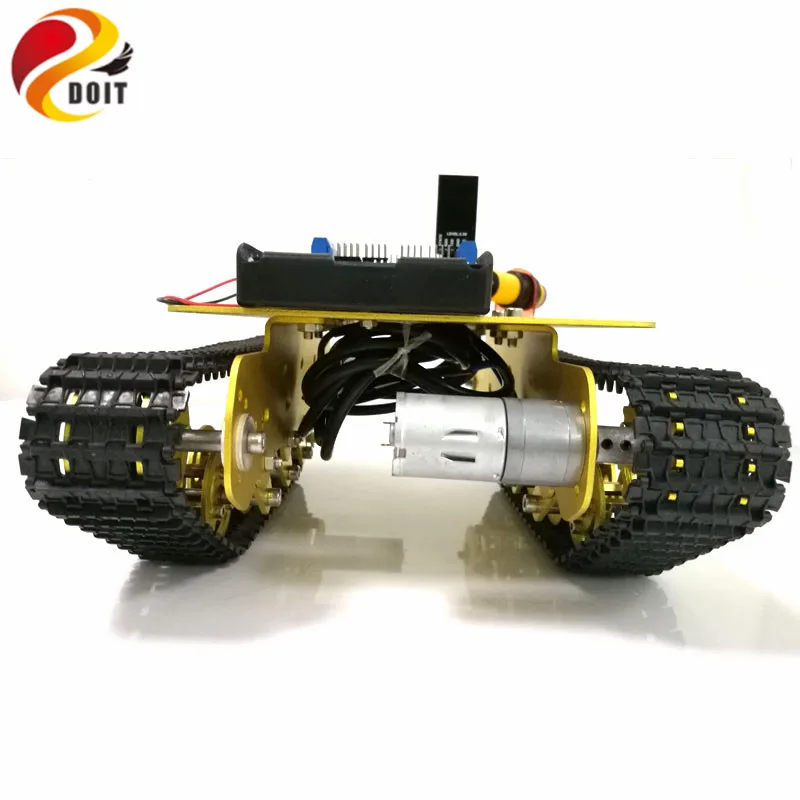 DOIT WiFi-Steuerung Hindernisvermeidung Smart Robot Crawler Tank Car Chassis TS100 mit Stoßdämpfung zur Modifikation per Telefon